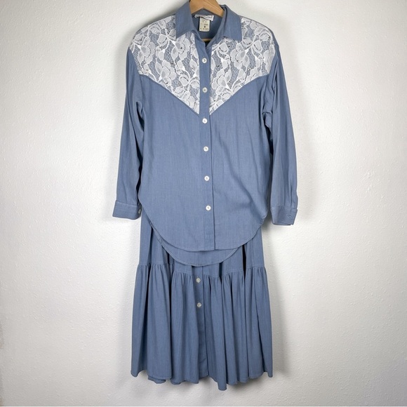Joyce size 8 & 10 chambray western skirt and button up two piece set - Picture 1 of 12